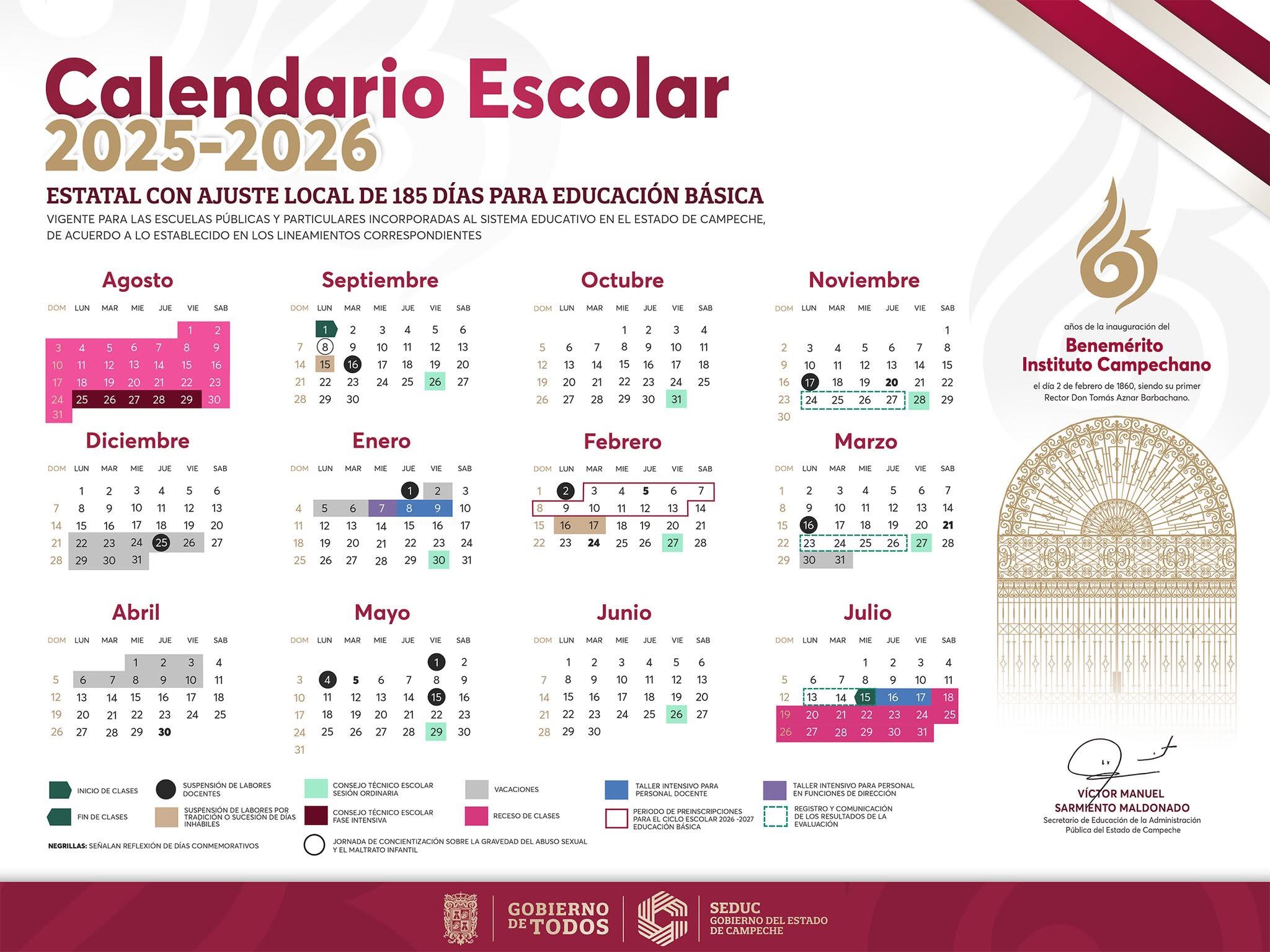 Calendario Escolar Estatal del ciclo 2025-2026 en Educación Básica