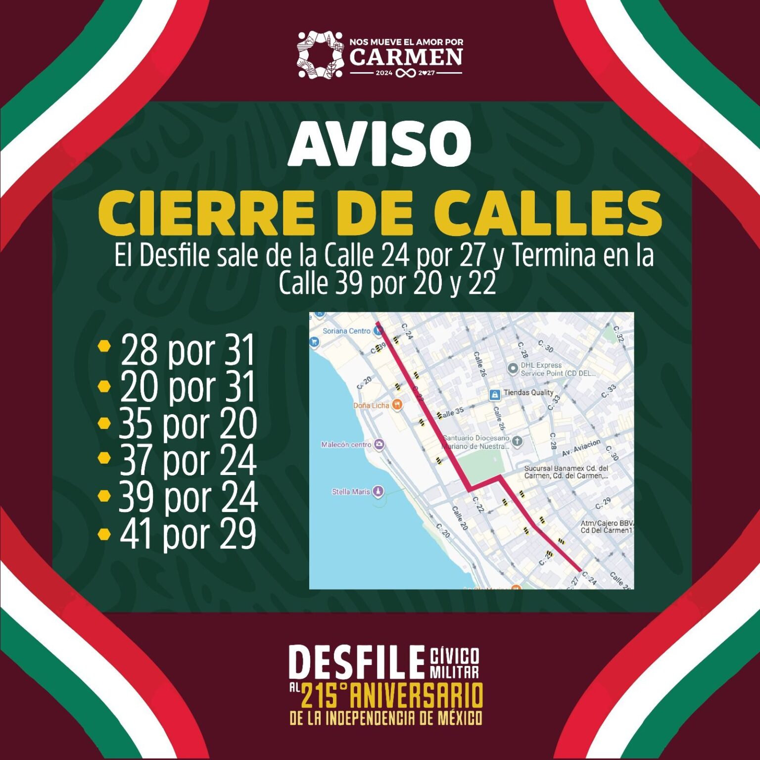 AVISO de cierre de vialidades por desfile | CarmenHoy.Mx - Noticias y ...